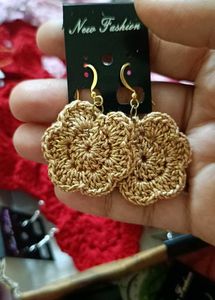Gold Crochet Flower Earrings