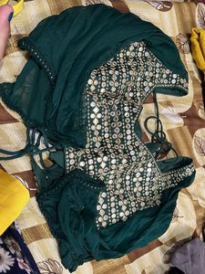 Emerald Green Mirror Work Blouse