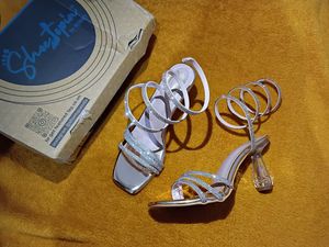 Silver Block Heels