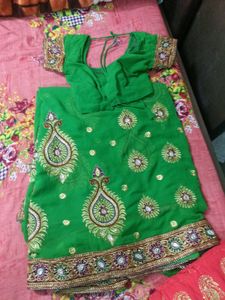 Green Embroidered Saree with Blouse