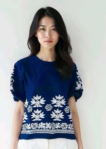 Embroidered Blue Top