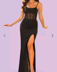 Thigh Cut Cami Black Dress