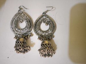 Silver Tone Jhumka Earrings