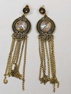 Gold stone Boho Chain Dangle Earrings