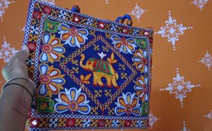 Embroidered Elephant Tote Bag