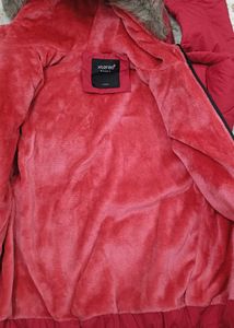 Red Winter Jacket with Fur Hood