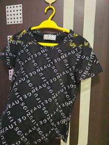 Black Printed  Transparent  Top