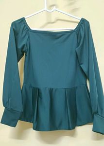 Elegant Green Peplum Top