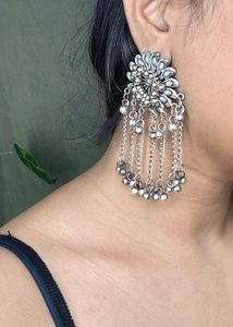 Floral Oxidized Silver Jewellery Set – Choker &amp; Ea