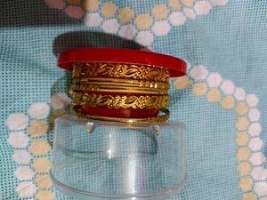 Imitation Gold Bangles And Plazo Set