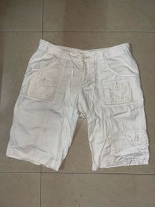White Cargo Bermuda Shorts