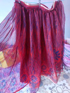 Skirt Red Flower Print.