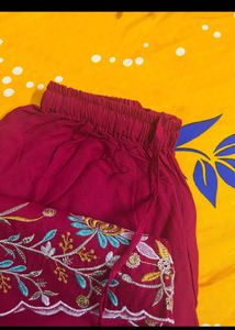 Red Embroidered Kurta