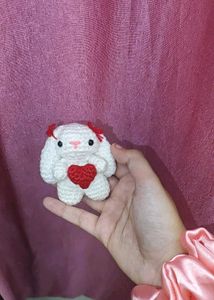 “Handmade Crochet Bunny with Heart ❤️🐇”