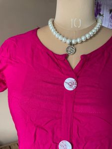 Hot Pink Button-Down Dress