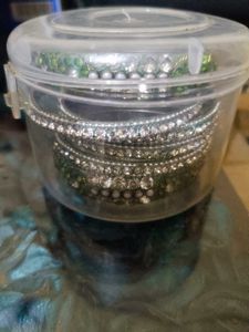 Green &amp; Silver Bangles