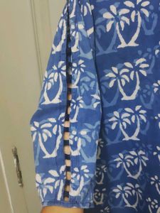 Pure Cotton Indigo Printed Kurthi