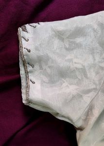 Delicate White Kurti with Embroidered Neckline