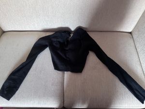 ZARA BLACK CROP TOP With METAL RING