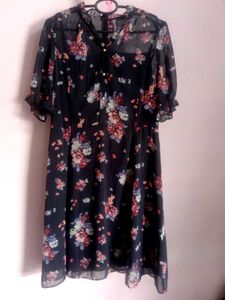 Floral Chiffon Dress . Free Size