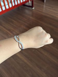Rhodium-Plated  American Diamond Kada Bracelet