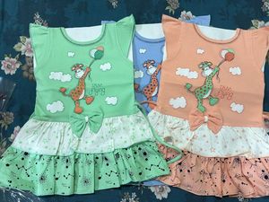 Cute Giraffe Print Baby Dress 3 colours combo set