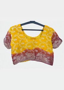 Yellow & Burgundy Sari Blouse