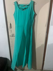 Elegant Teal Maxi Long top With Slit