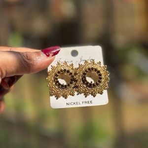 Golden Ethnic Stud Earrings