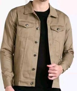 Khaki Color Denim Jacket For Men