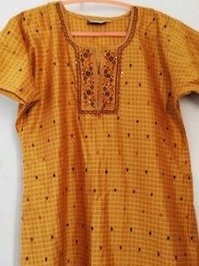 Embroidered Mustard Top