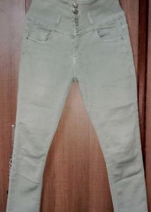 high waist light green jeans