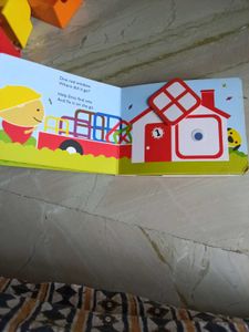 Stacking toys and a puzzle book