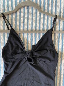 H&amp;M Tie Front Black Bodysuit
