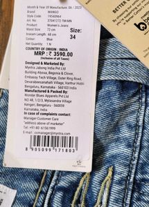Brand New MANGO Mid Waist Blue Denim Jeans