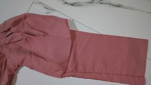 Stylish Peach Peplum Tunic With Lace Detail