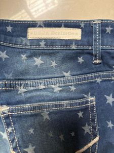 Star Print Denim Jeans