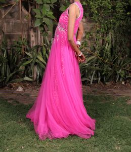 Silk And Net Pink Gown