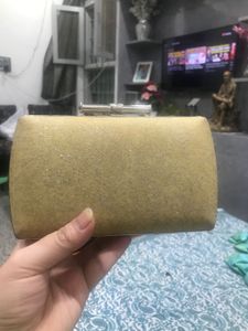 Silver Clutch Cum Sling Bag