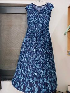 Floral Print Fit And Flare Tie Up Dress 💙👗
