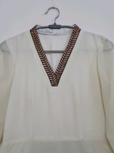 Cream Colour Full Length Chiffon Gown