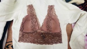 Wattiertes Bralette aus Spitze - Puderrosa - DAMEN
