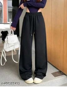 Wide Leg Black Sweatpants