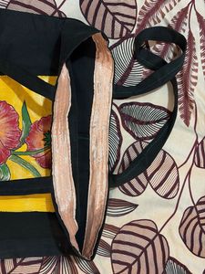 Floral Fabric Paint Tote Bag