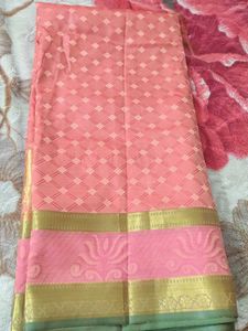 Peach banarasi saree