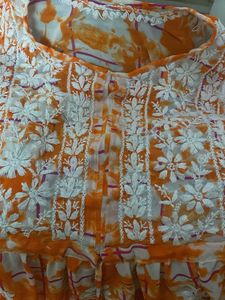 Orange Embroidered Kurta