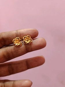 Gold Flower Dangle Earrings
