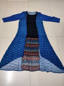 Blue &amp; Black Printed Kurta