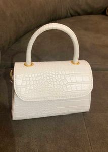 White Croc Top Handle Bag