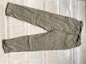 FUSCOUS GREEN AND BISTRE BROWN PLAID PANT